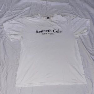 basic white tee with black writing